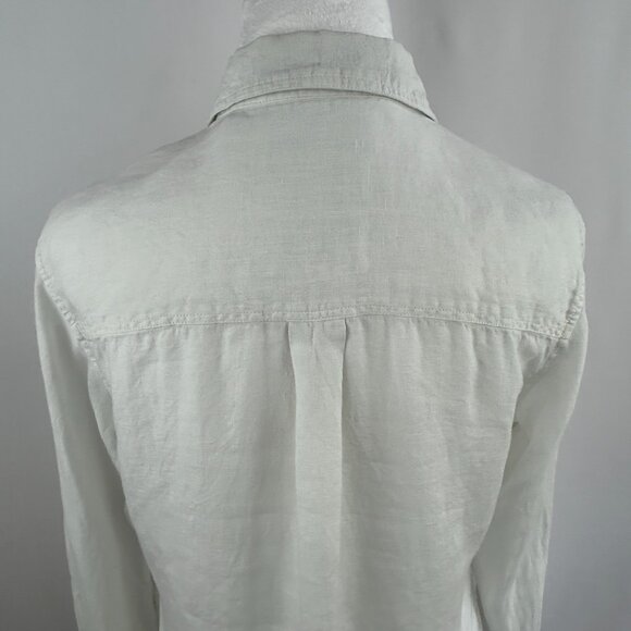 White Linen Women's Blouse - Minimalist Lightweight - Small S - Picture 6 of 9